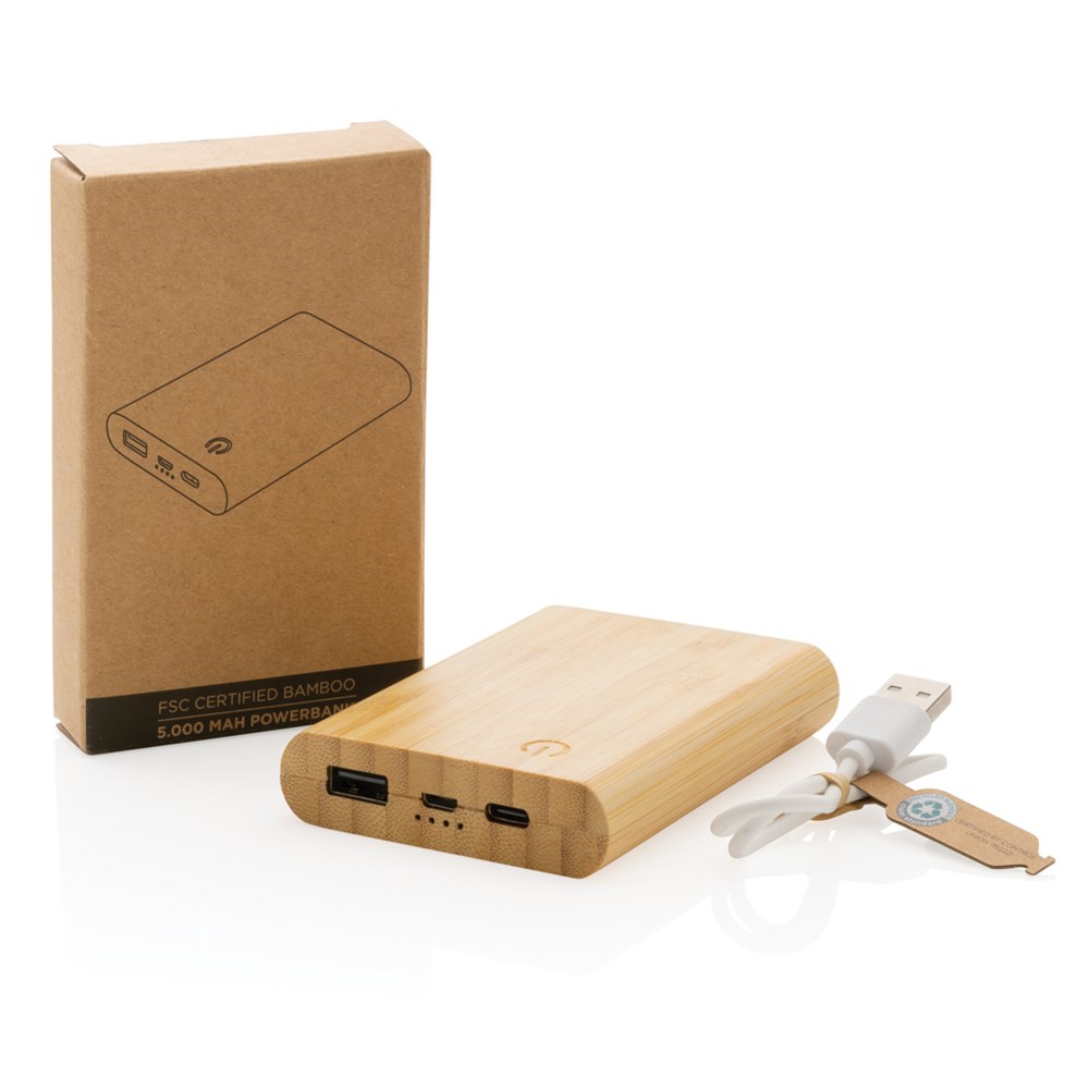 5.000mAh Bambus-Powerbank